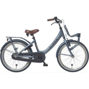 Grijsblauwe meisjesfiets 22 inch met rekje
