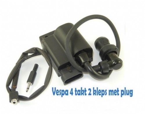 Bobine / CDI met eurobegrenzer Plug voor Aprilia Sport City One 50 4T,  Piaggio Fly 50 4T, Piaggio Liberty 50 4T, Piaggio Zip 50 4T, Vespa LX50 4T,  Vespa Primavera 50 4T